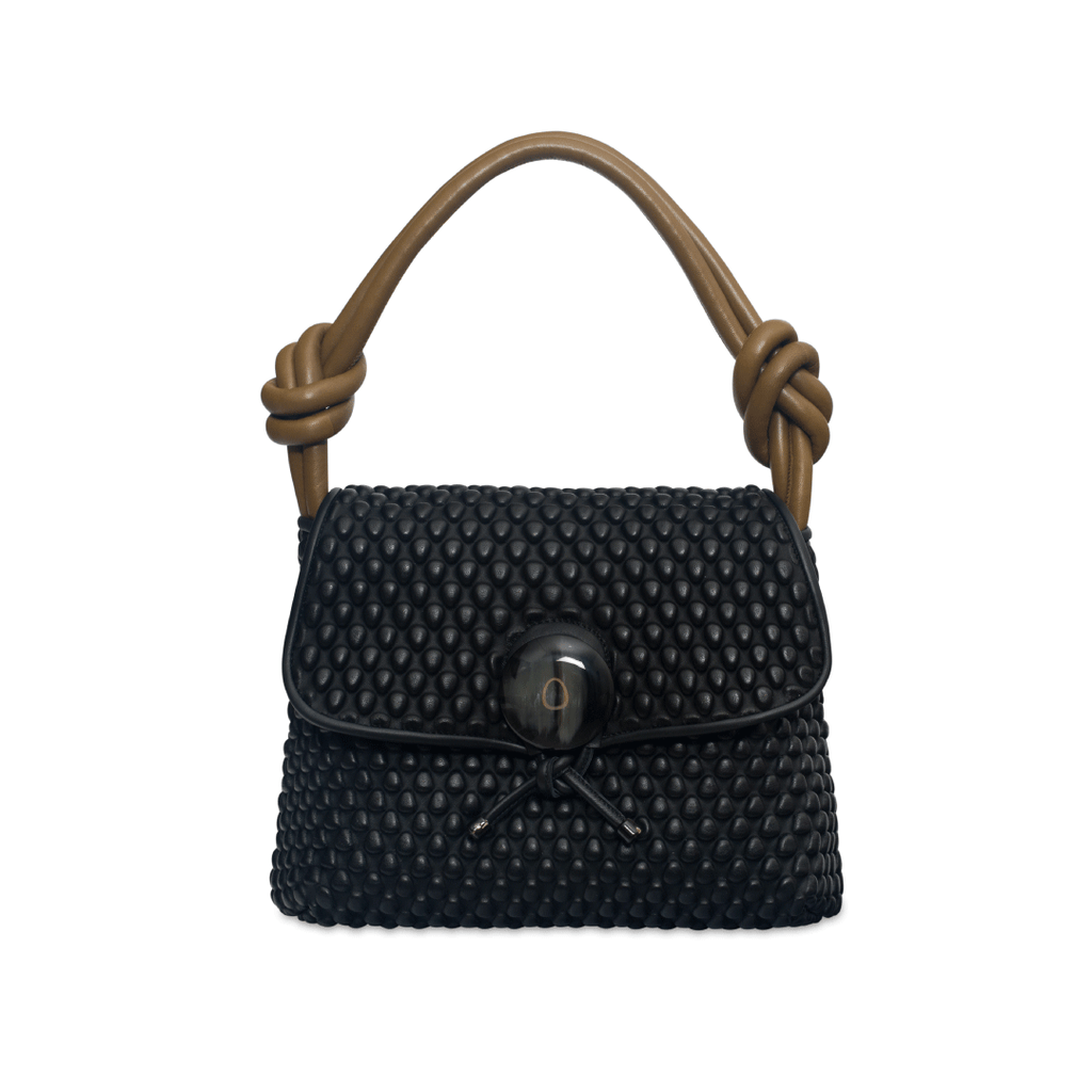 A spanish Nappa Leather Dual Tone classic everyday luxury leather bag with soft leather handle and horn detailing