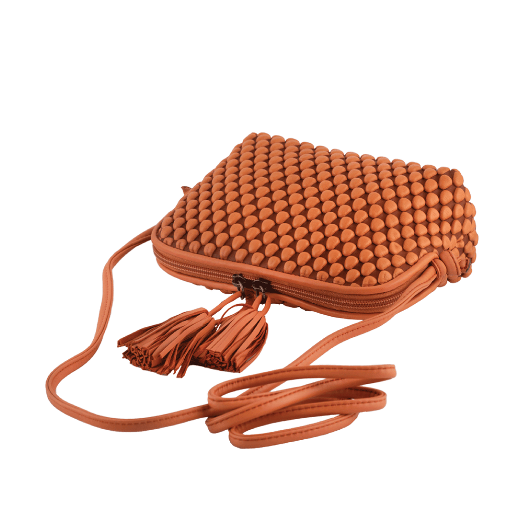 Spanish Nappa Leather Tasseled Crossbody Leather Bag with Zip